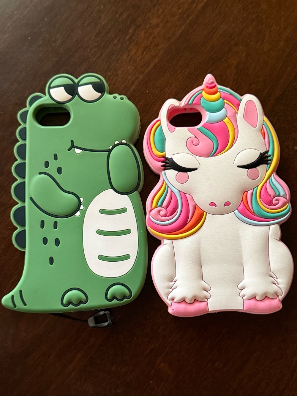 IPHONE Green Dinosaur & Rainbow Unicorn Silicone iPhone Cases